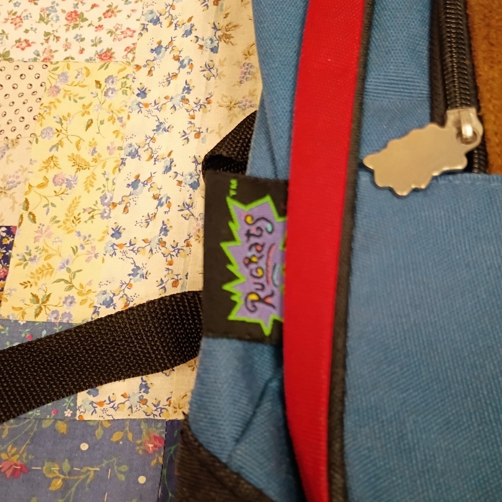 Vintage Rugrats 1997 Backpack Book Bag Blue With Suede Accent Embroidered - Picture 3 of 9